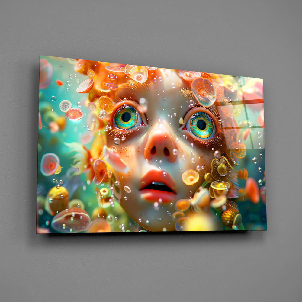 Fairy tale surreal fantasy cinematic glass wall art in child's whimsical bedroom