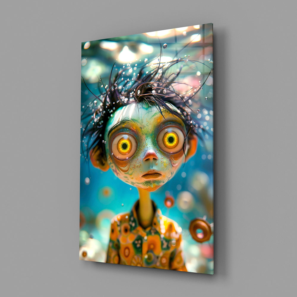 Stop motion surreal fantasy cinematic glass wall art in child's whimsical bedroom