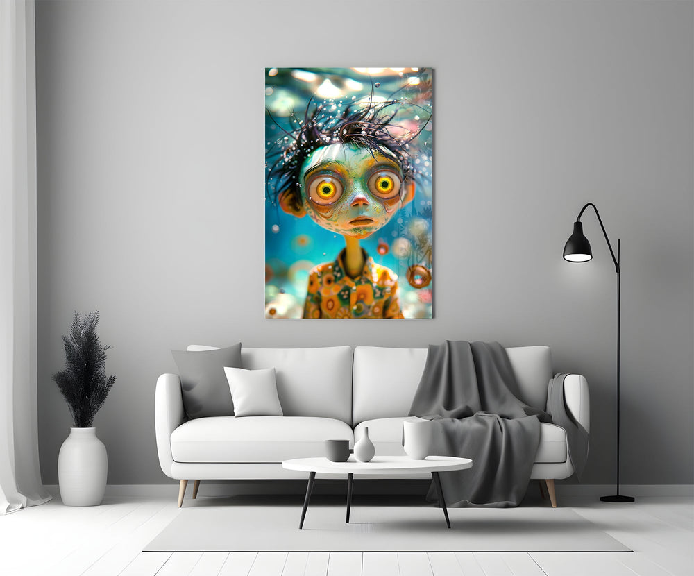 Burton stop-motion cinematic glass wall art in heritage stairwell