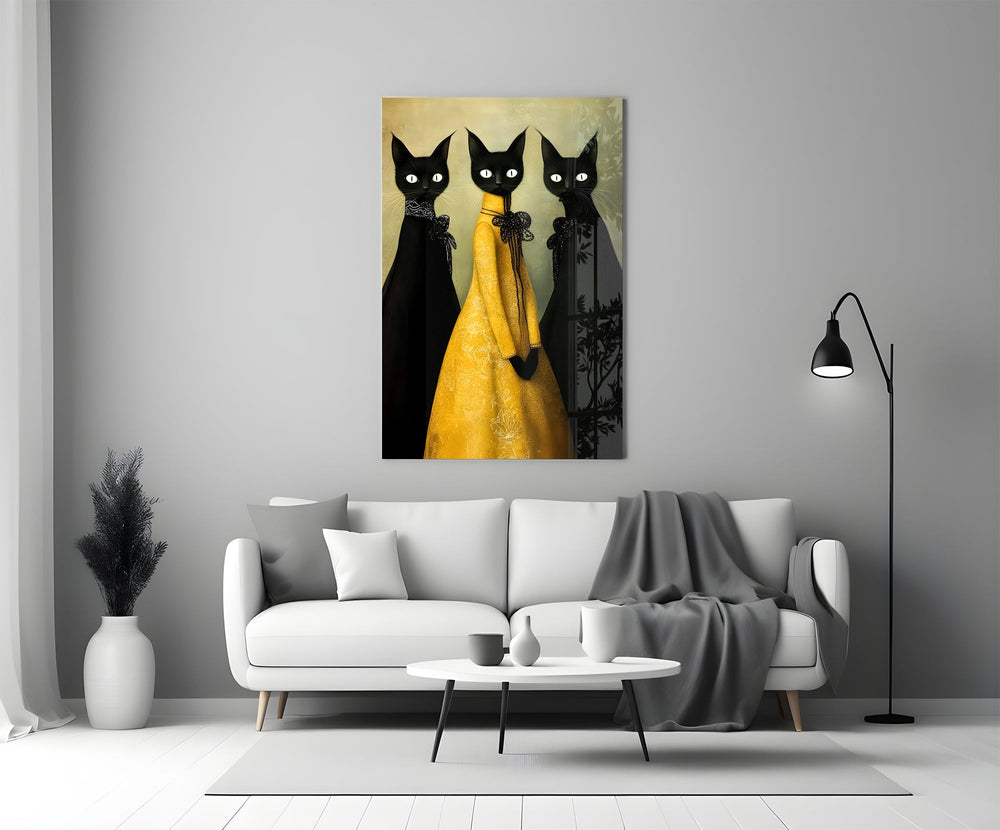 Gothic anthropomorphic cinematic glass wall art in heritage stairwell