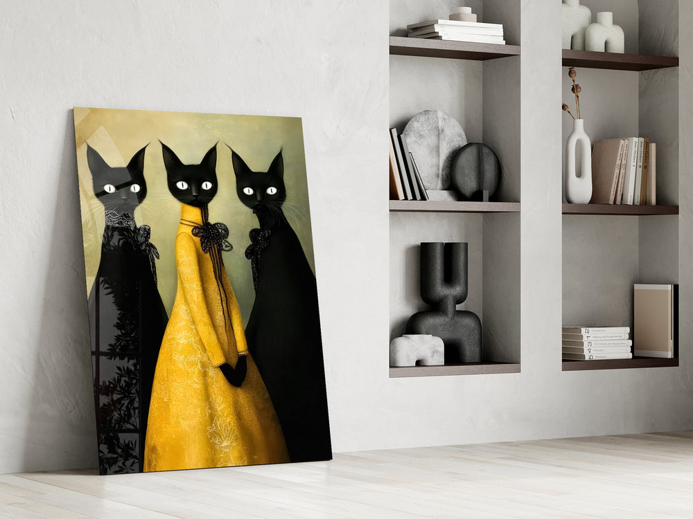 Tim-Burton style cinematic glass wall art in private library reading nook