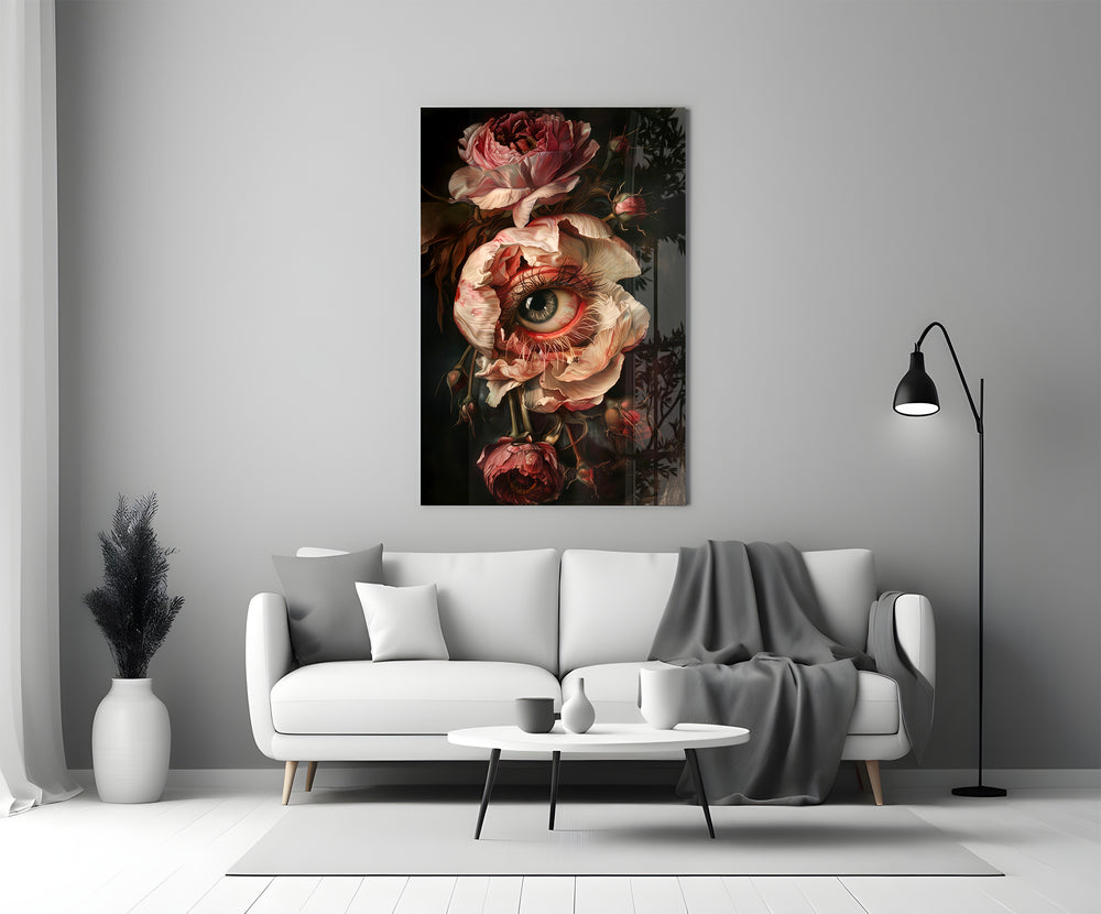 Hieronymus-Bosch style cinematic glass wall art in heritage stairwell