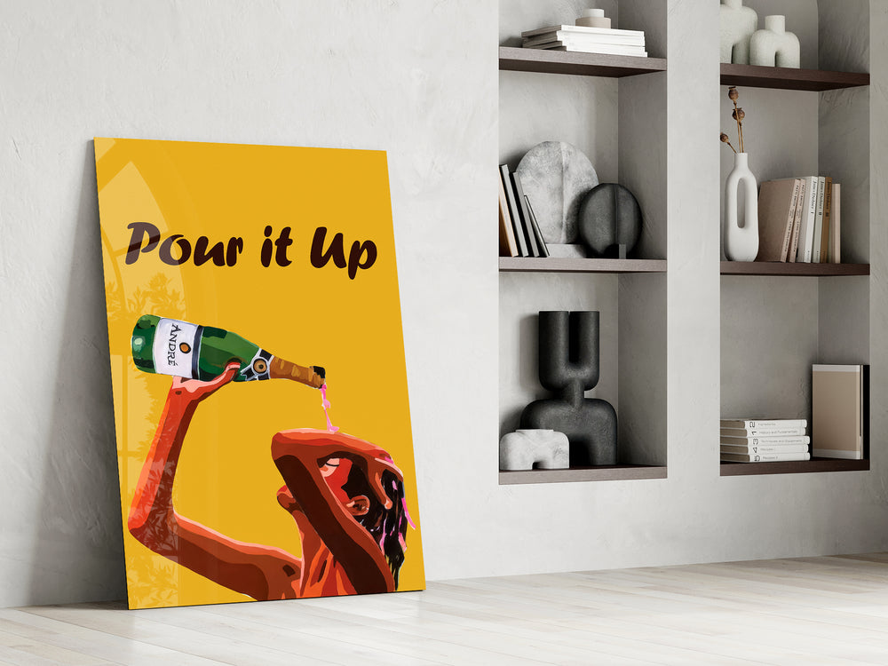 Pop-Art illustration cinematic glass wall art in private library reading nook
