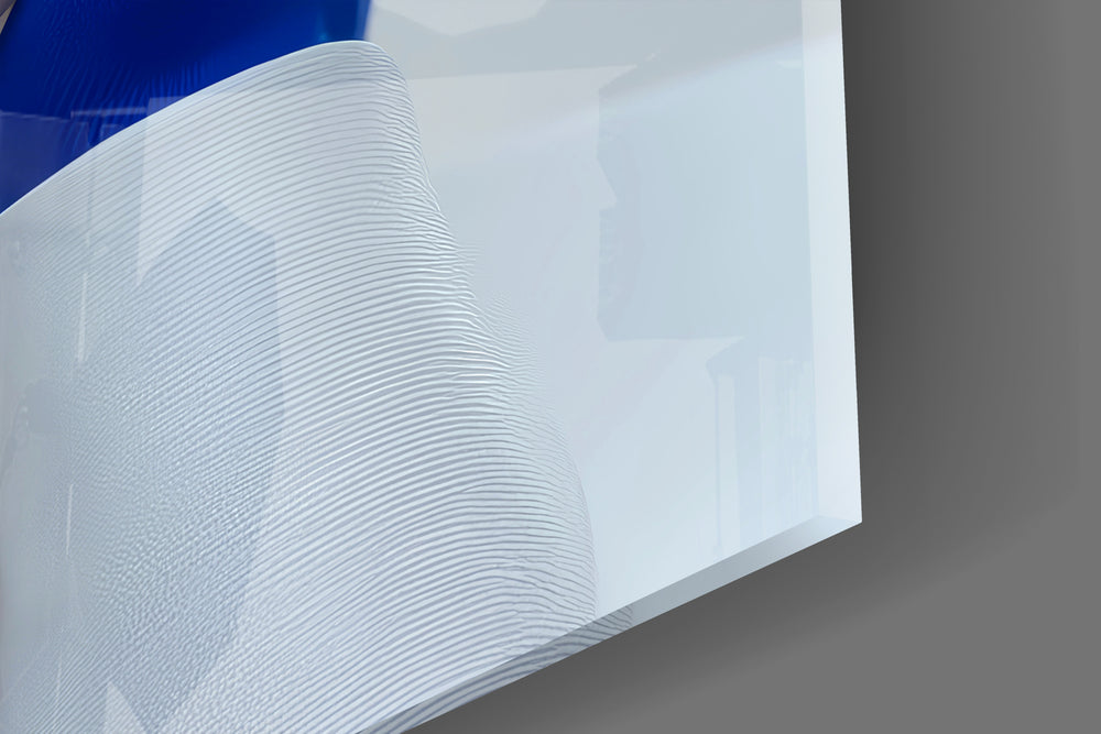 Porcelain blindfold muse cinematic glass wall art in feminine-luxe boudoir