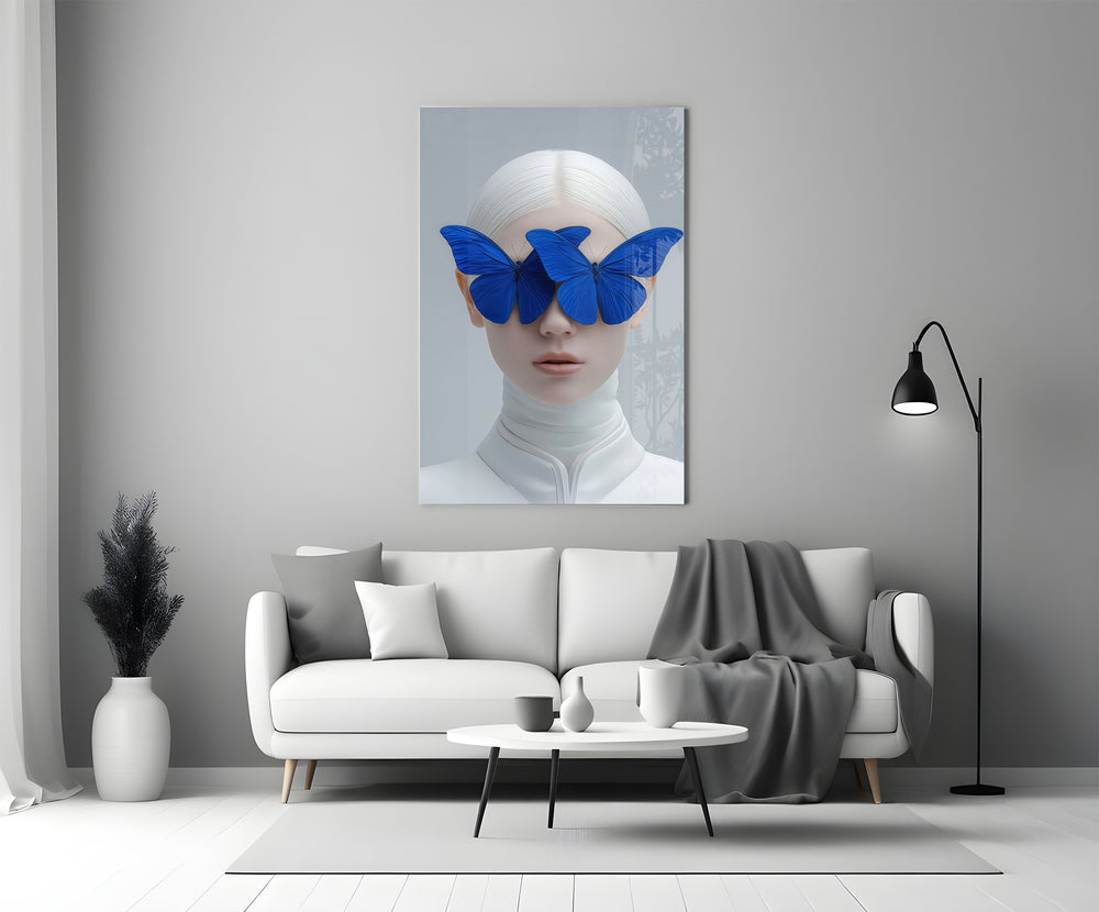 Tim-Walker style cinematic glass wall art in heritage stairwell