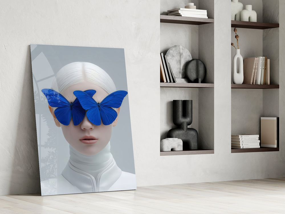 Surreal beauty cinematic glass wall art in private library reading nook