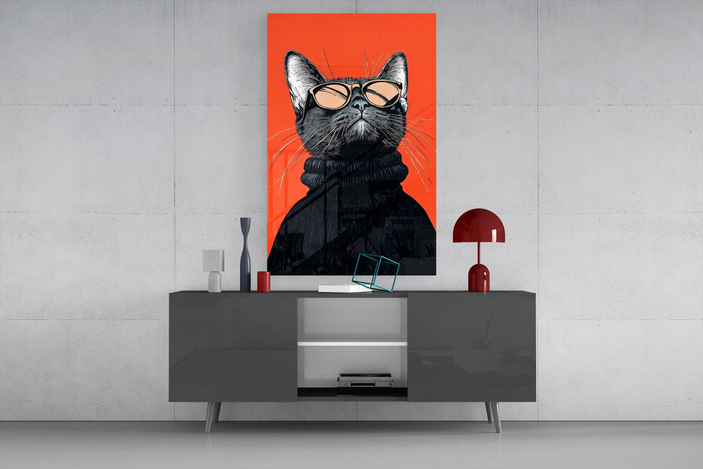 Editorial humor cinematic glass wall art in light-filled atelier