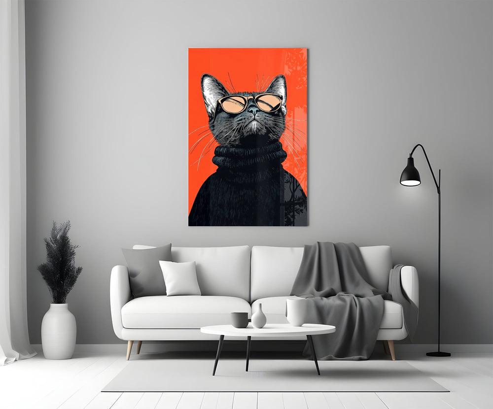Streetwear illustration cinematic glass wall art in heritage stairwell