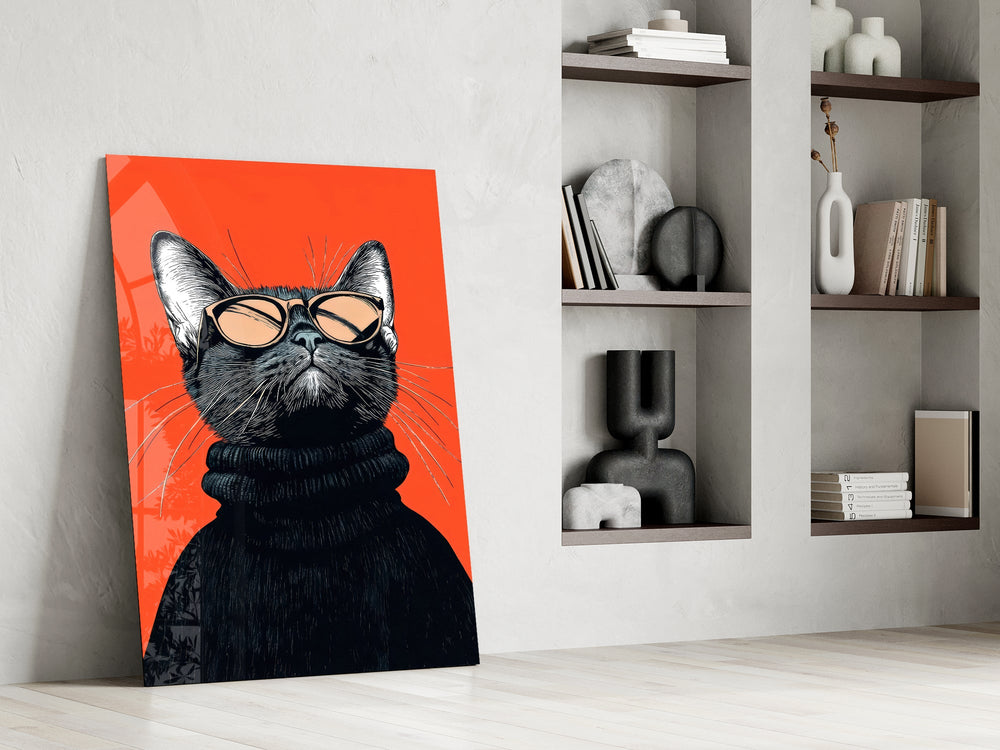 Pop-portrait cinematic glass wall art in private library reading nook