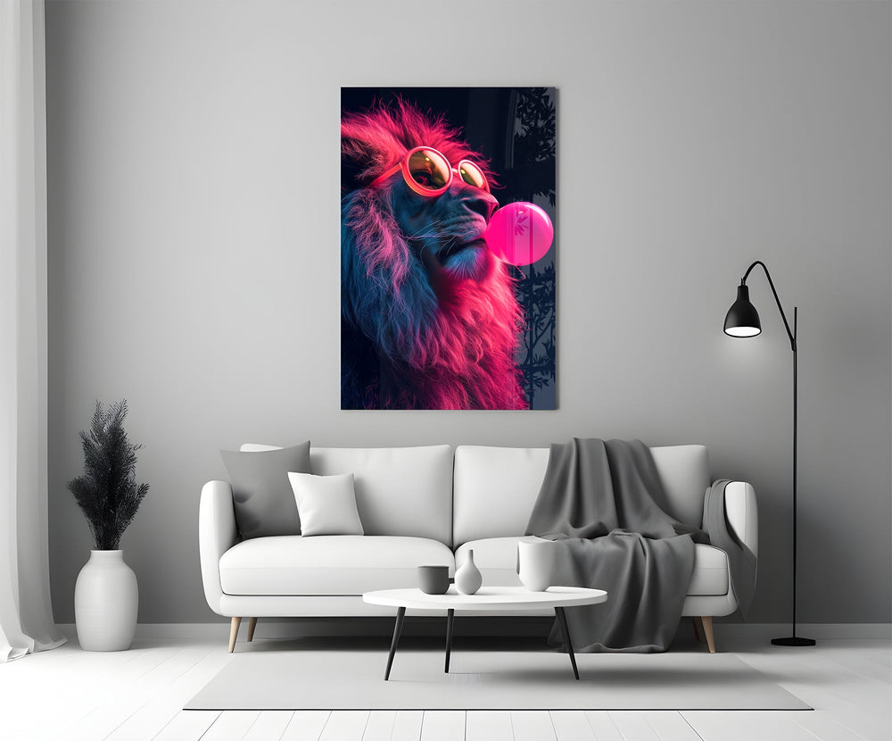 Blacklight pop cinematic glass wall art in heritage stairwell