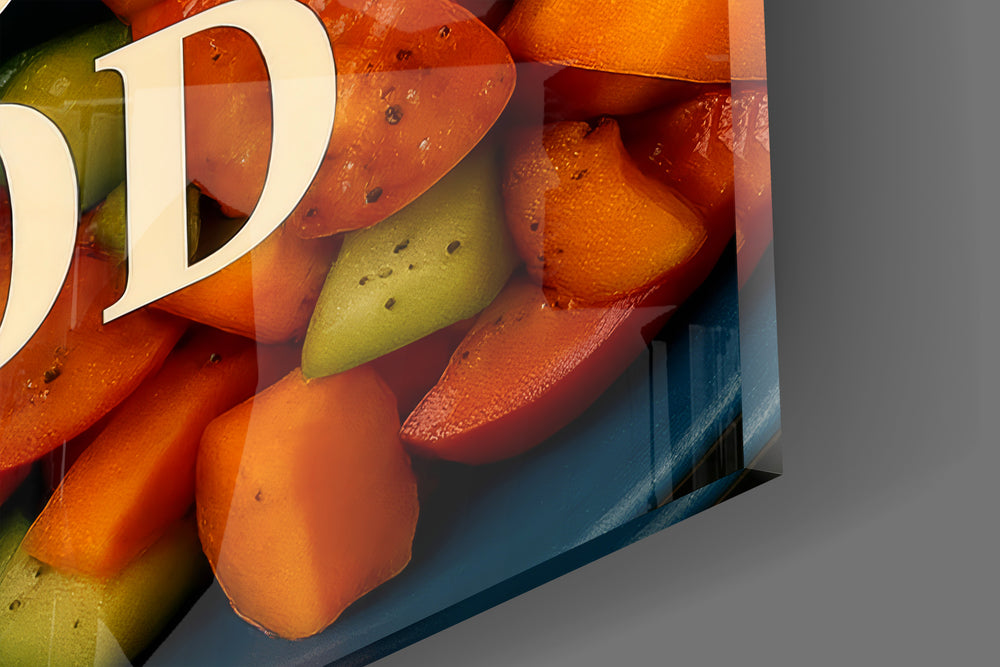 Top-down food styling cinematic glass wall art in coffeeshop boutique