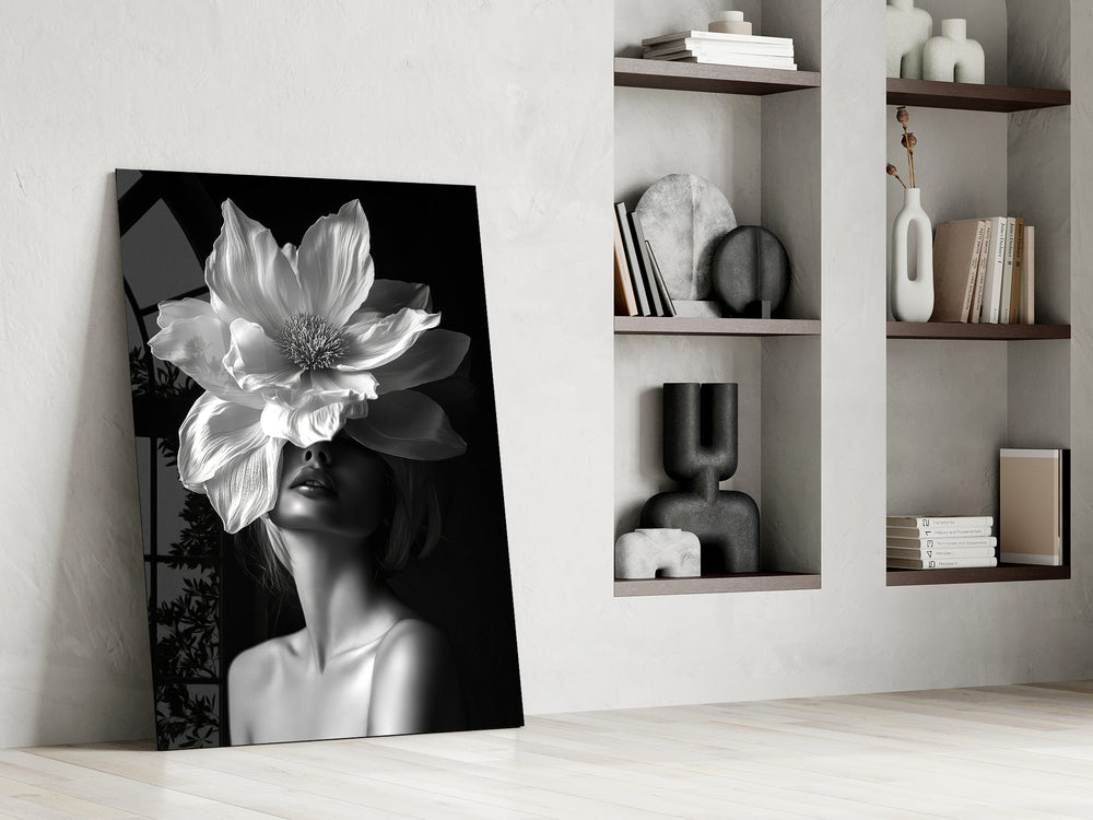 Mother-Nature femininity cinematic glass wall art in private library reading nook
