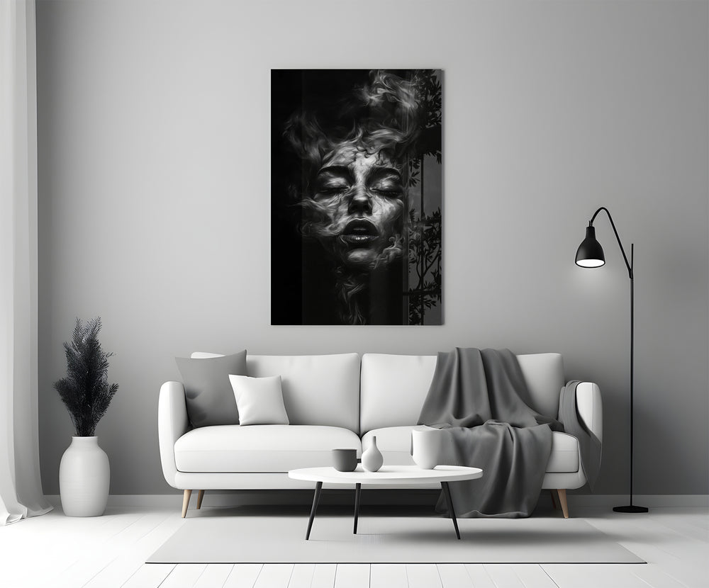 Symbolist Symbolism cinematic glass wall art in heritage stairwell