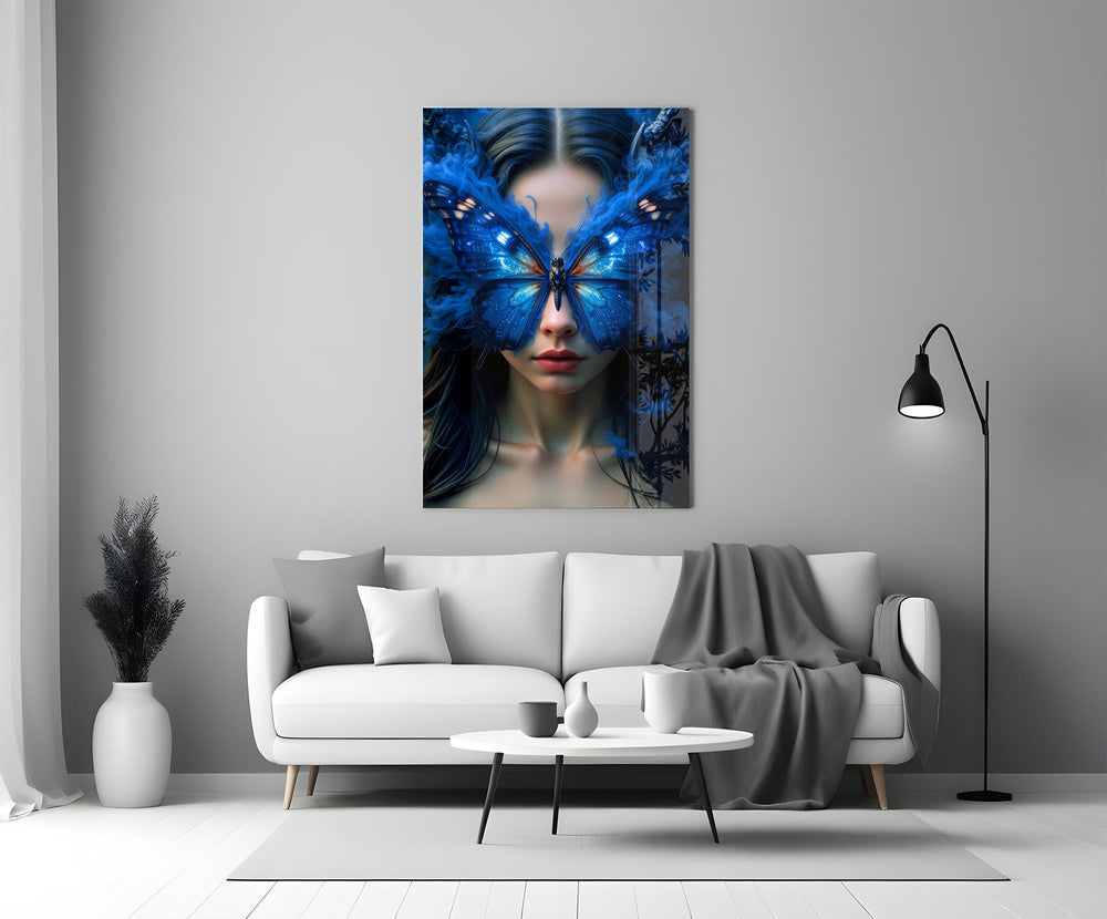 Tim-Walker style cinematic glass wall art in heritage stairwell