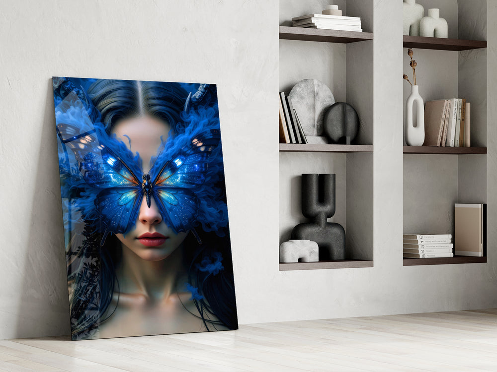 Surreal beauty cinematic glass wall art in private library reading nook