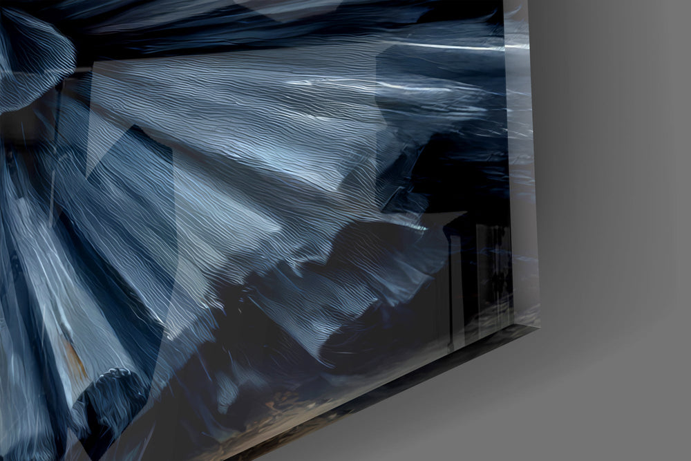 Crown-and-heels cinematic glass wall art in creative-agency reception