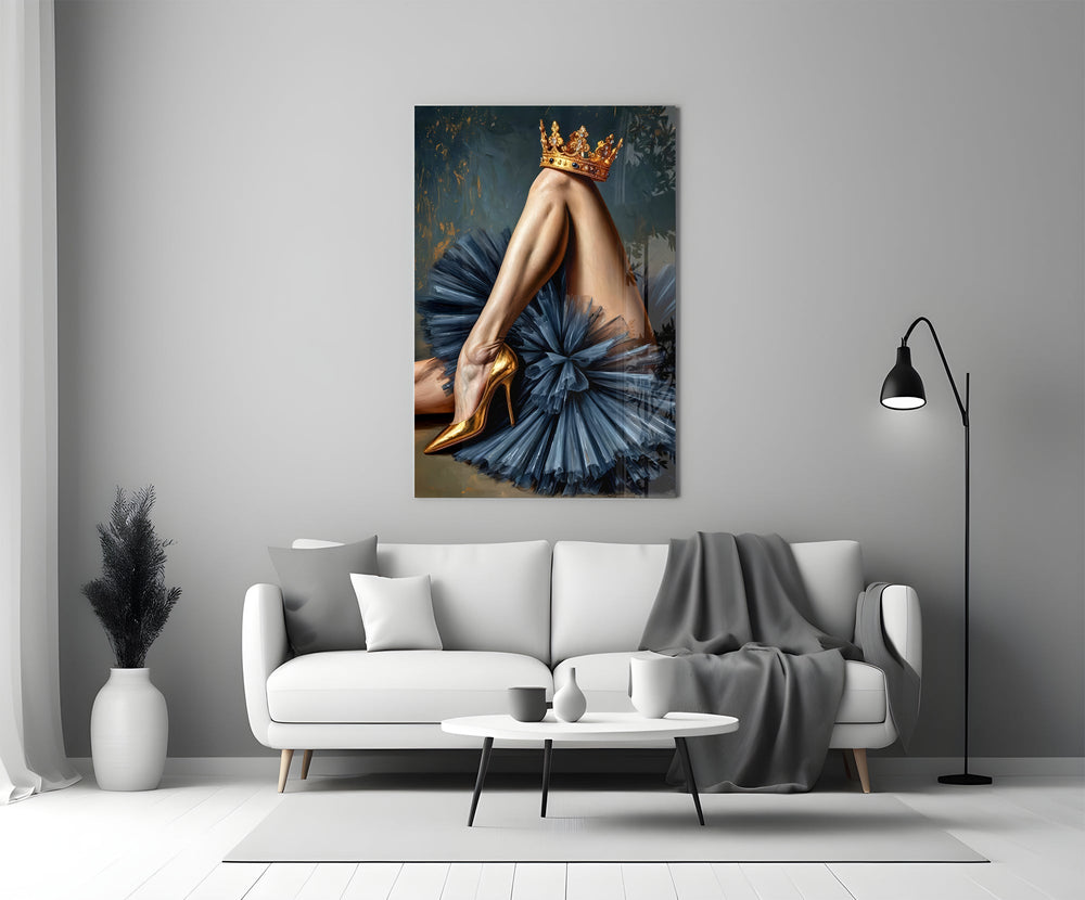 Magritte surrealism cinematic glass wall art in heritage stairwell
