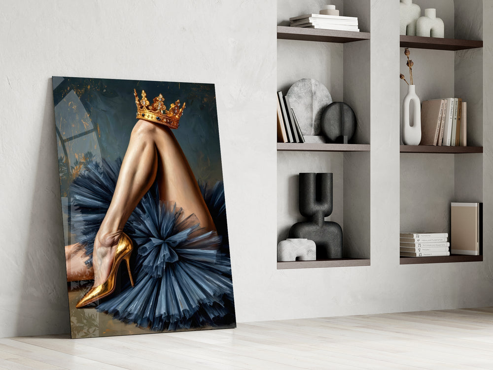 Royal glamour cinematic glass wall art in private library reading nook