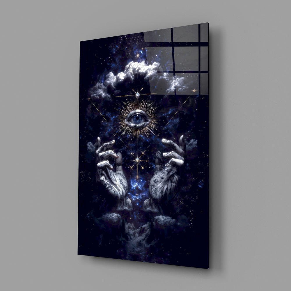 Occult tarot cinematic glass wall art in witch's-altar room