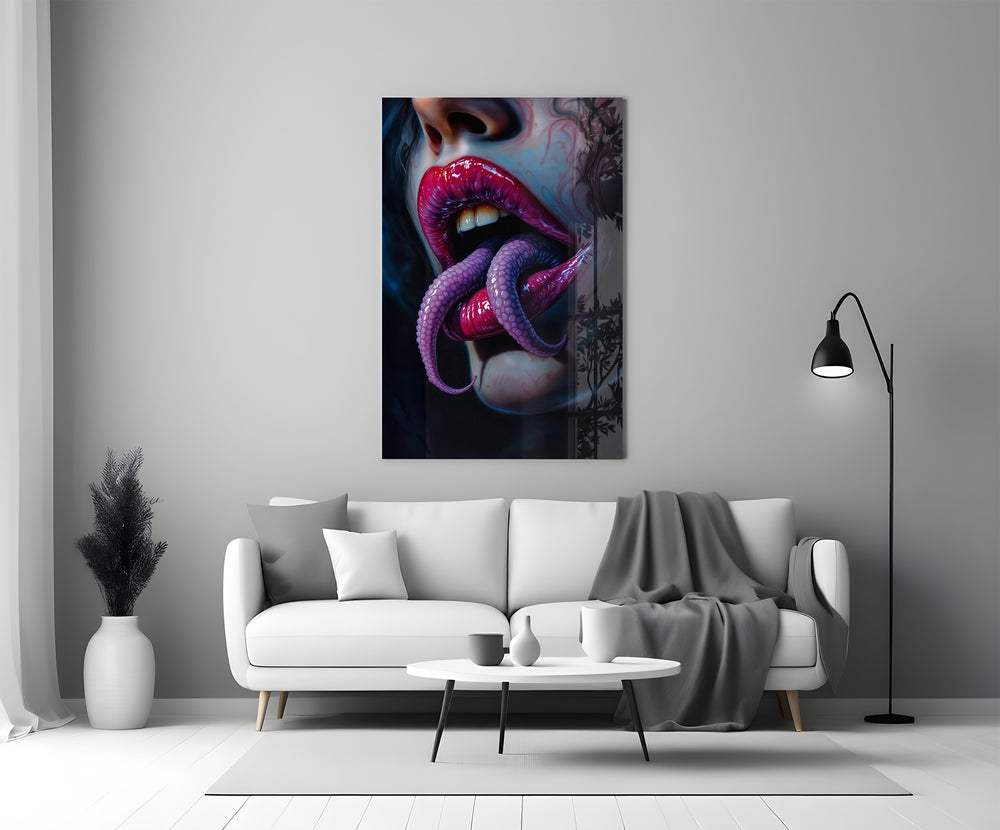 Helmut-Newton provocation cinematic glass wall art in heritage stairwell