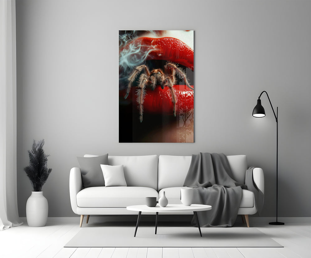 Helmut-Newton provocation cinematic glass wall art in heritage stairwell