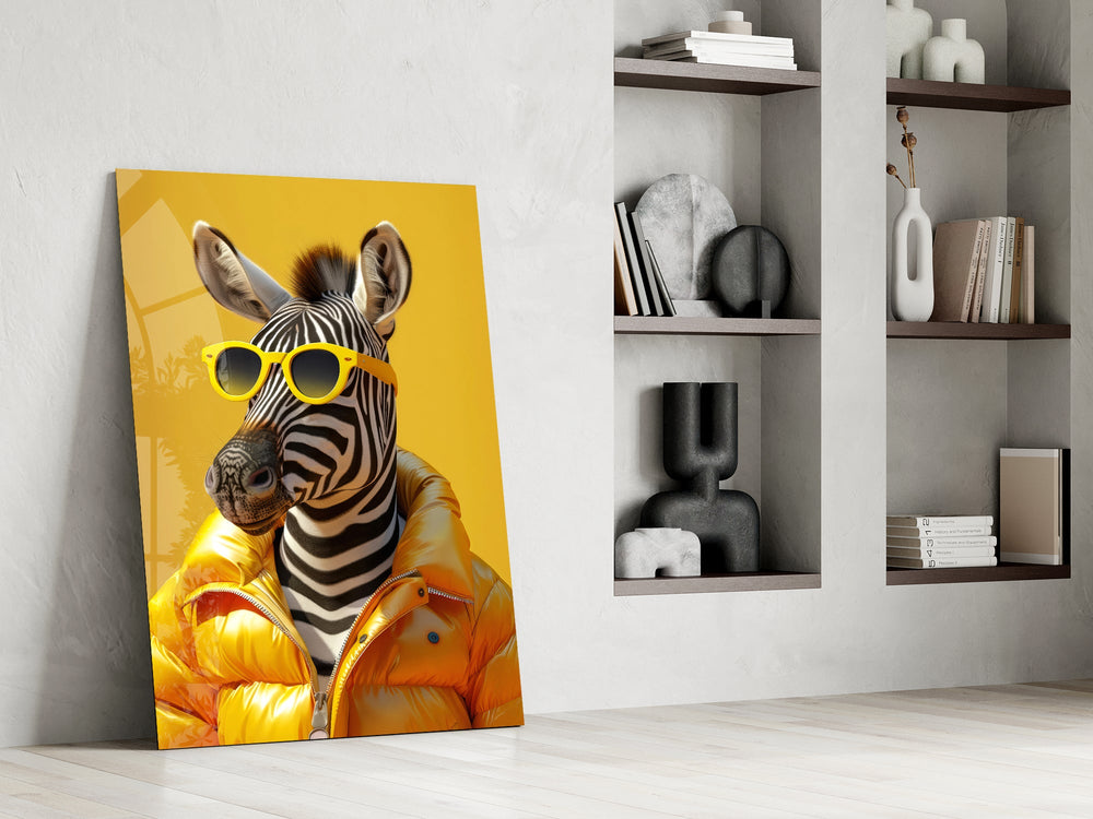 Trumpet-flower face cinematic glass wall art in private library reading nook