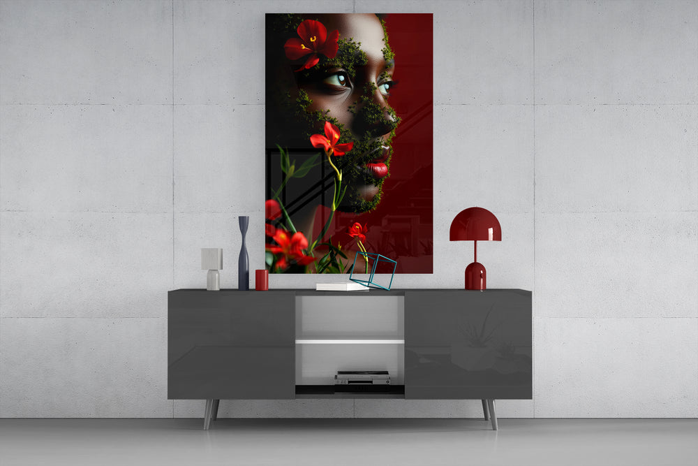 Heritage tribute cinematic glass wall art in light-filled atelier