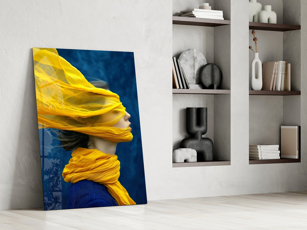 Symbolic profile cinematic glass wall art in private library reading nook