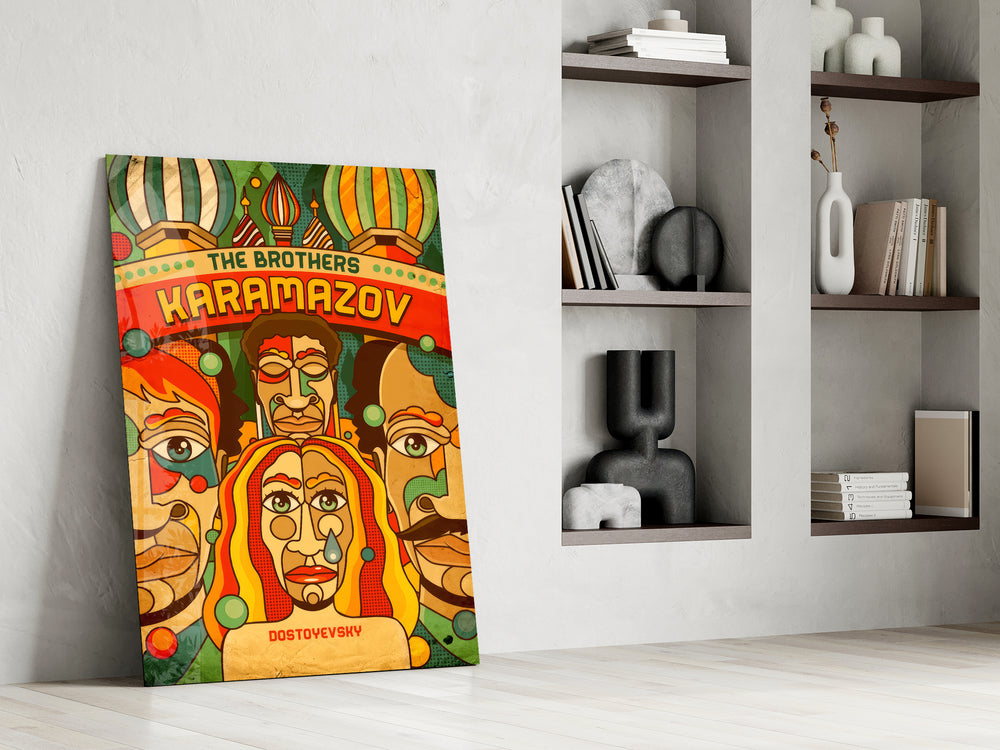 Literary poster cinematic glass wall art in private library reading nook