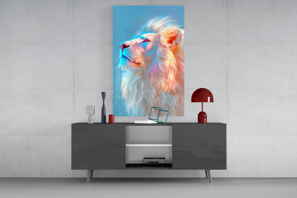 Southwest landscape cinematic glass wall art in light-filled atelier