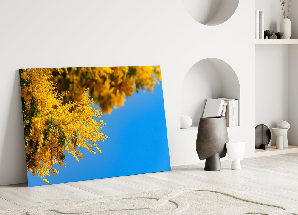 Provence garden cinematic glass wall art in heritage stairwell