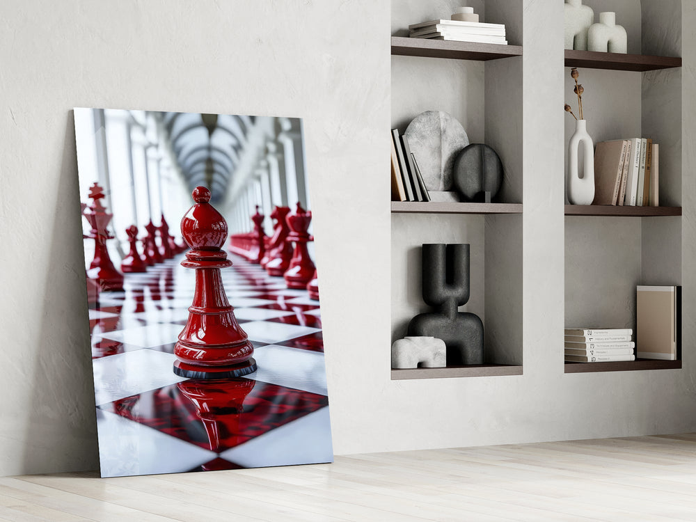 Mind-game allegory cinematic glass wall art in private library reading nook