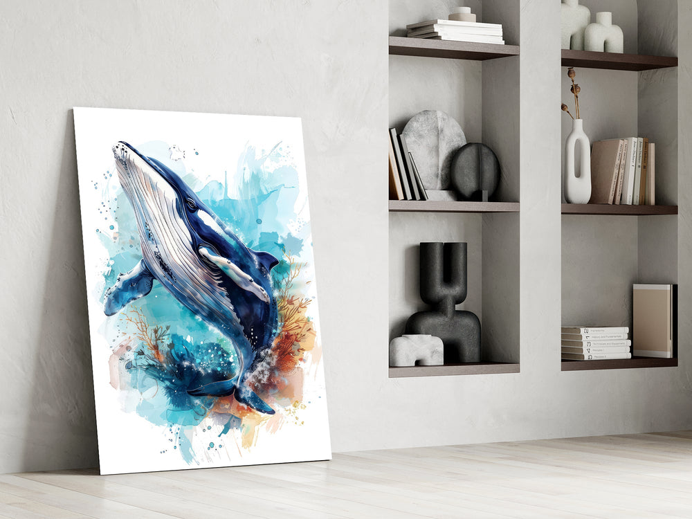 Oceanic romance cinematic glass wall art in private library reading nook