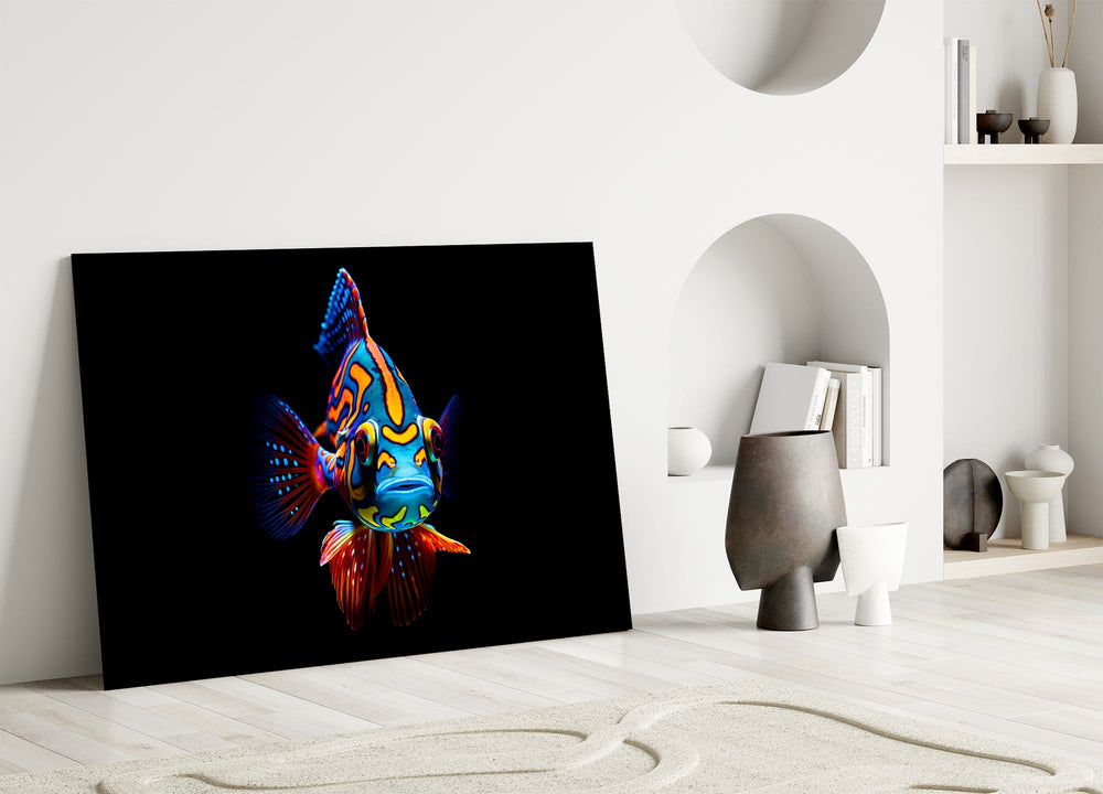 Tim-Flach style cinematic glass wall art in heritage stairwell