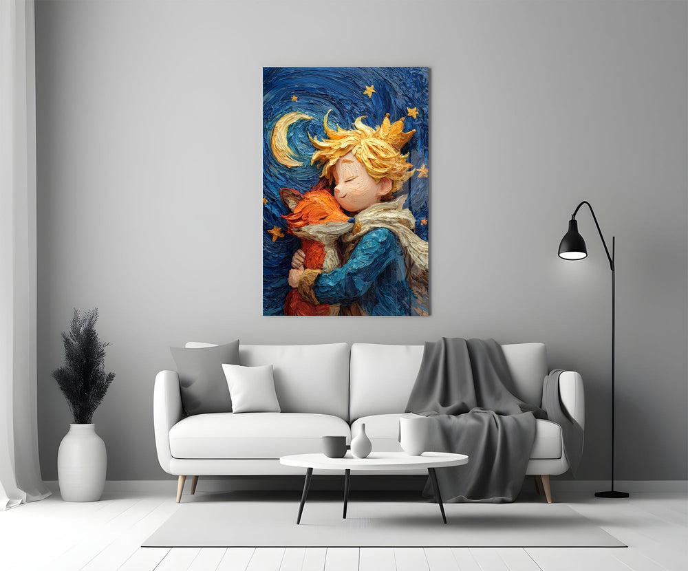 Saint-Exupéry tribute cinematic glass wall art in heritage stairwell