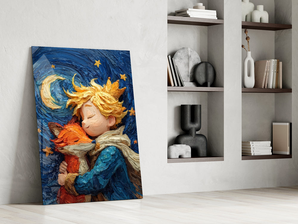 Storybook tribute cinematic glass wall art in private library reading nook