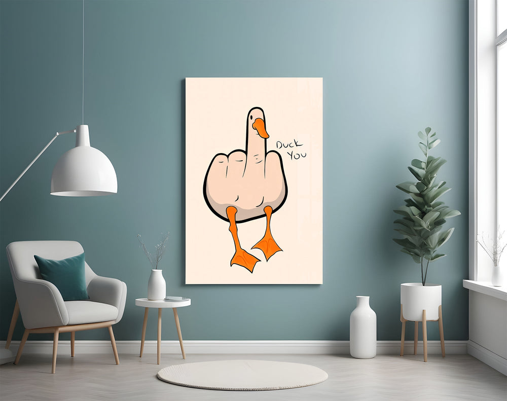 Streetwear humor cinematic glass wall art in streetwear-boutique entry