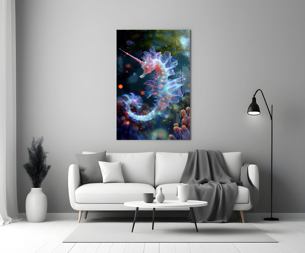 BBC Blue-Planet style cinematic glass wall art in heritage stairwell