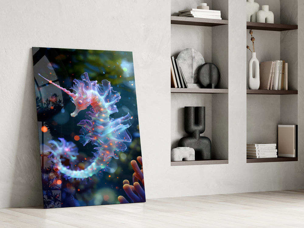 Digital fantasy cinematic glass wall art in private library reading nook