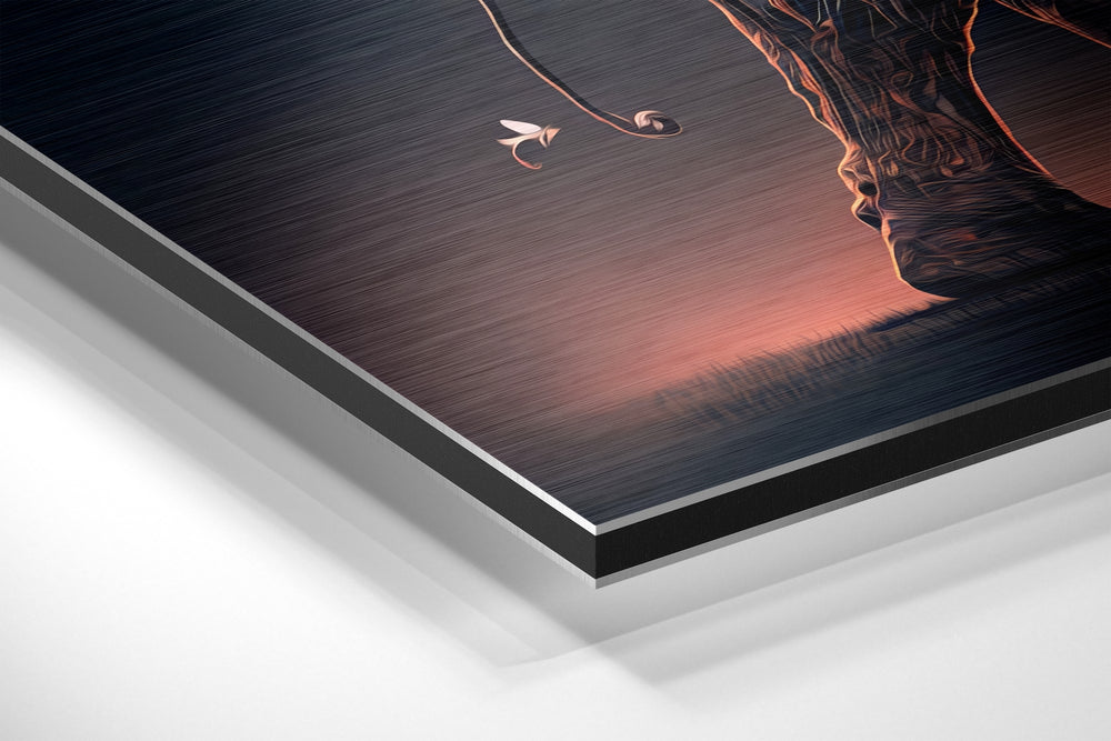 Elephant Brushed Aluminum Dibond Wall Art.