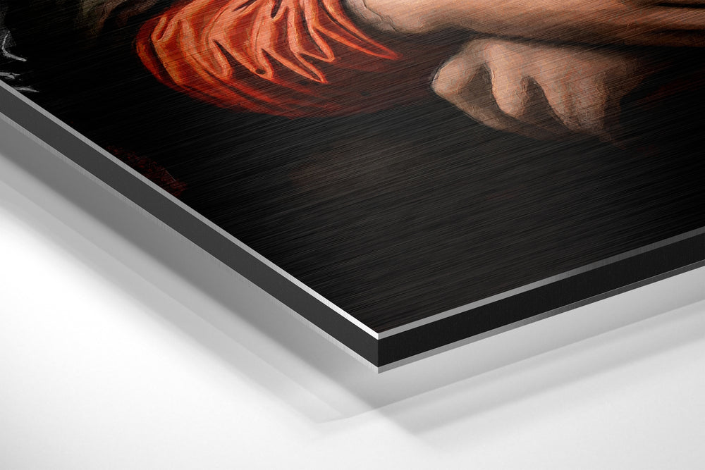 Mona Lisa with a Cat Brushed Aluminum Dibond Wall Art.
