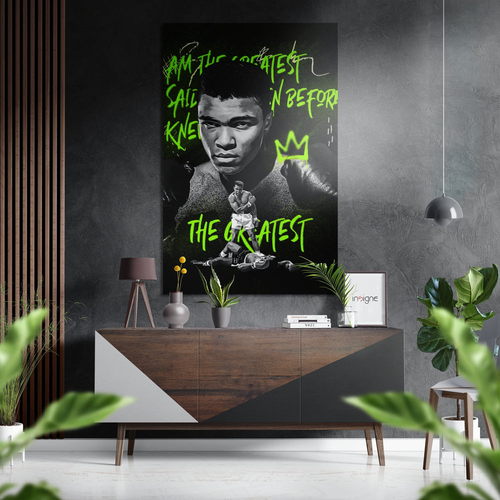 Muhammad Ali Brushed Aluminum Dibond Wall Art.