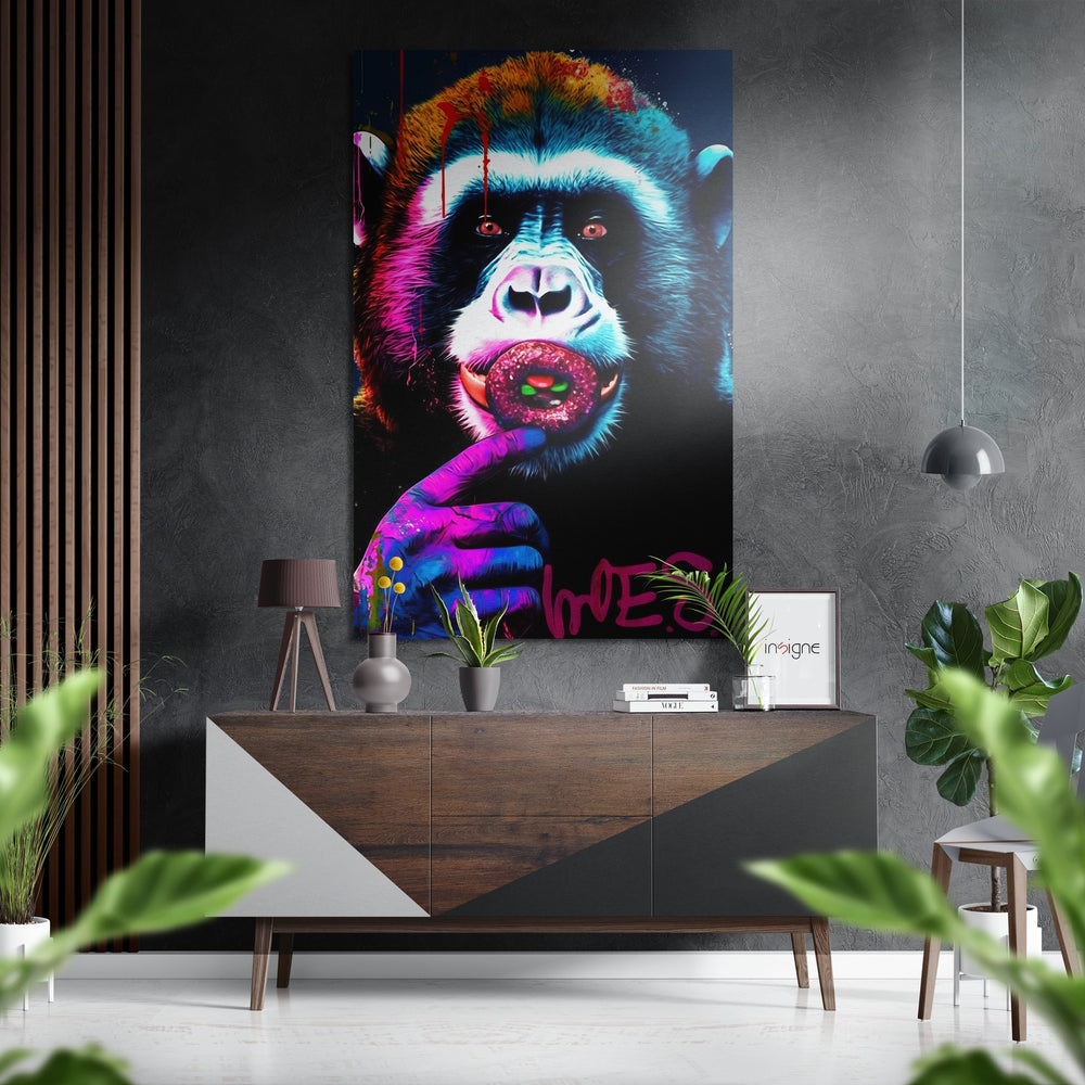 Monkey Kiss Brushed Aluminum Dibond Wall Art.