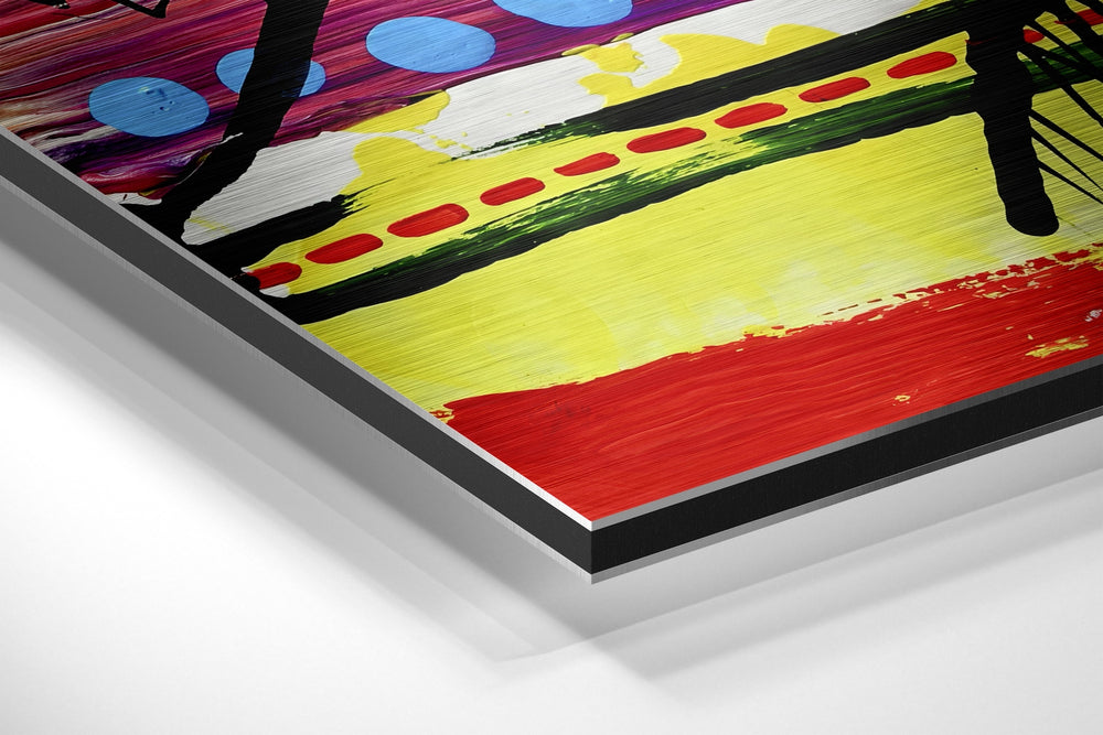Kandinsky Style Brushed Aluminum Dibond Wall Art.
