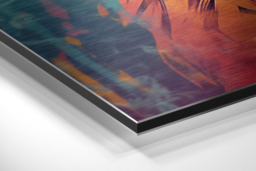 Wise Lion Brushed Aluminum Dibond Wall Art.