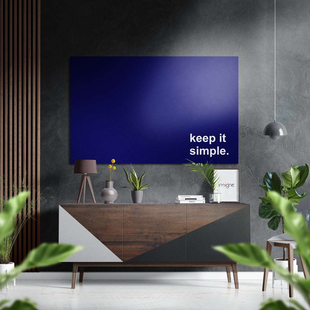Keep It Simple Brushed Aluminum Dibond Wall Art.