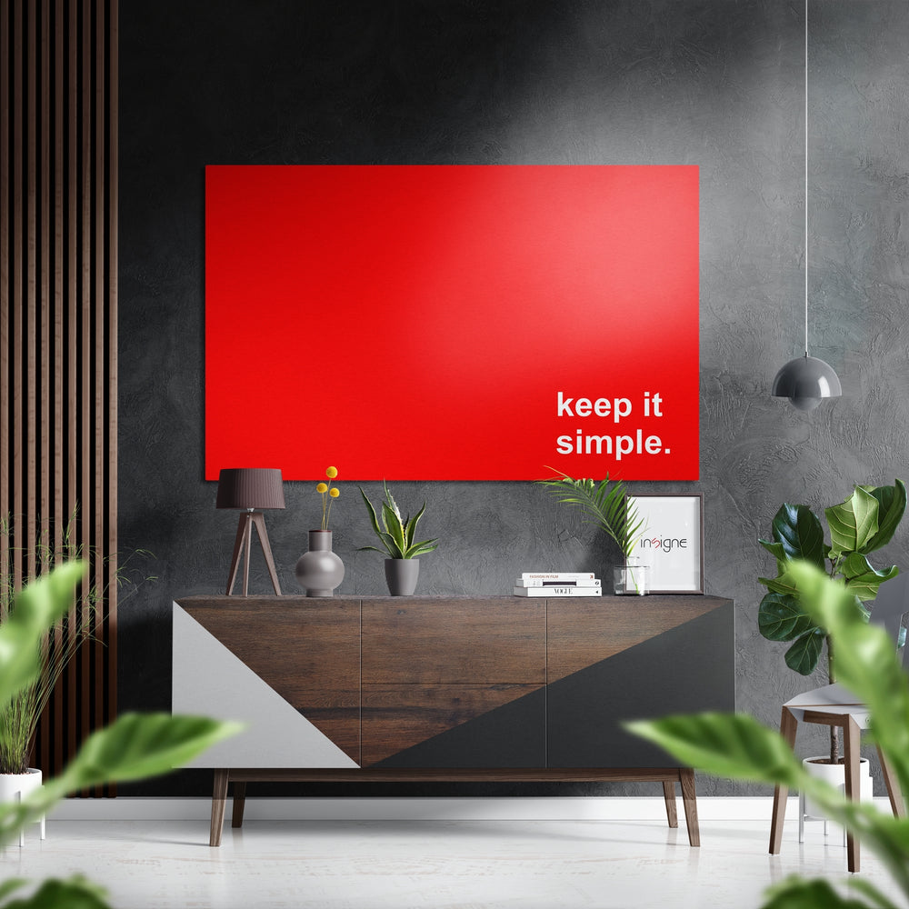 Keep It Simple Brushed Aluminum Dibond Wall Art.