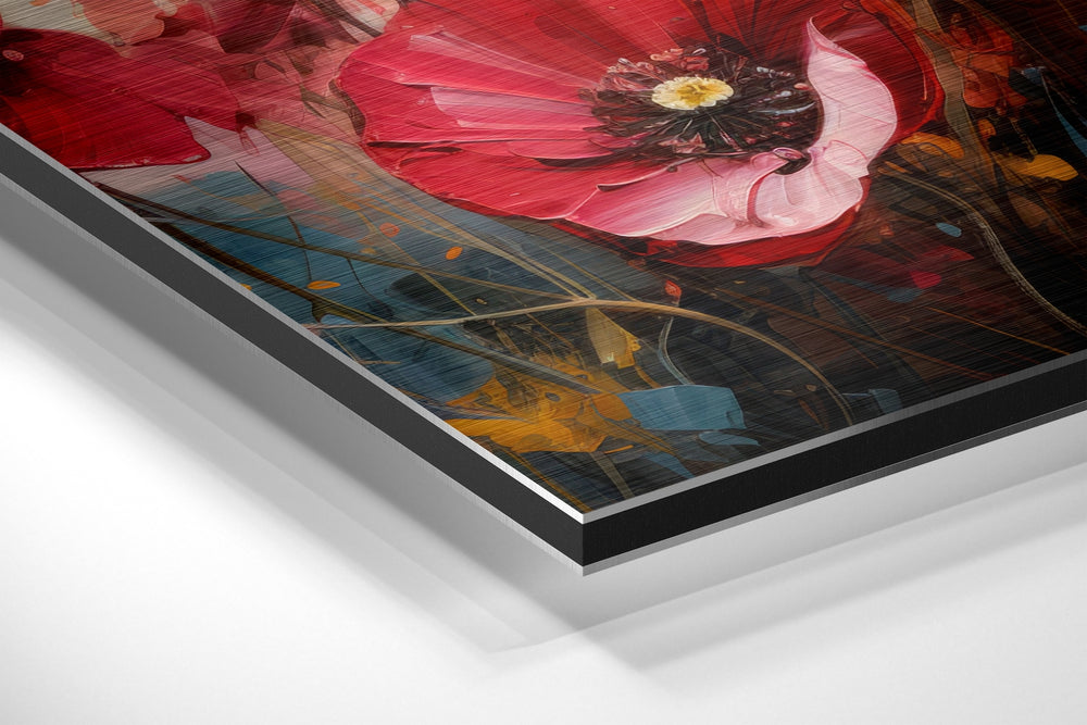 Poppies Brushed Aluminum Dibond Wall Art.