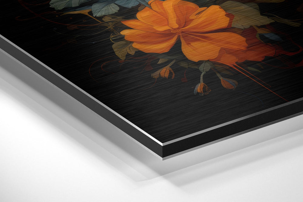 Deer in Flowers Brushed Aluminum Dibond Wall Art.