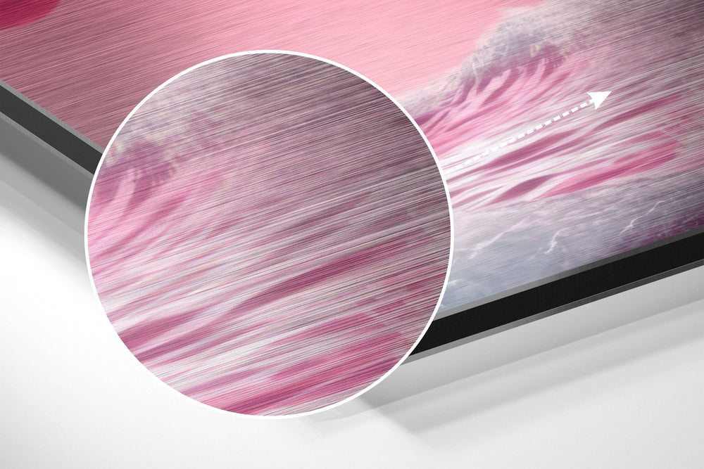 Surf in Pink Planet Brushed Aluminum Dibond Wall Art.